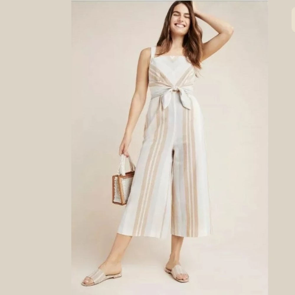 $160 Anthropologie Savannah Striped Jumpsuit